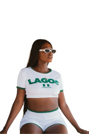 Stylish Lagos Crop Top for Women – Perfect for showing off your Lagos pride, this custom-made, size-inclusive crop top offers a trendy and comfortable fit for any occasion