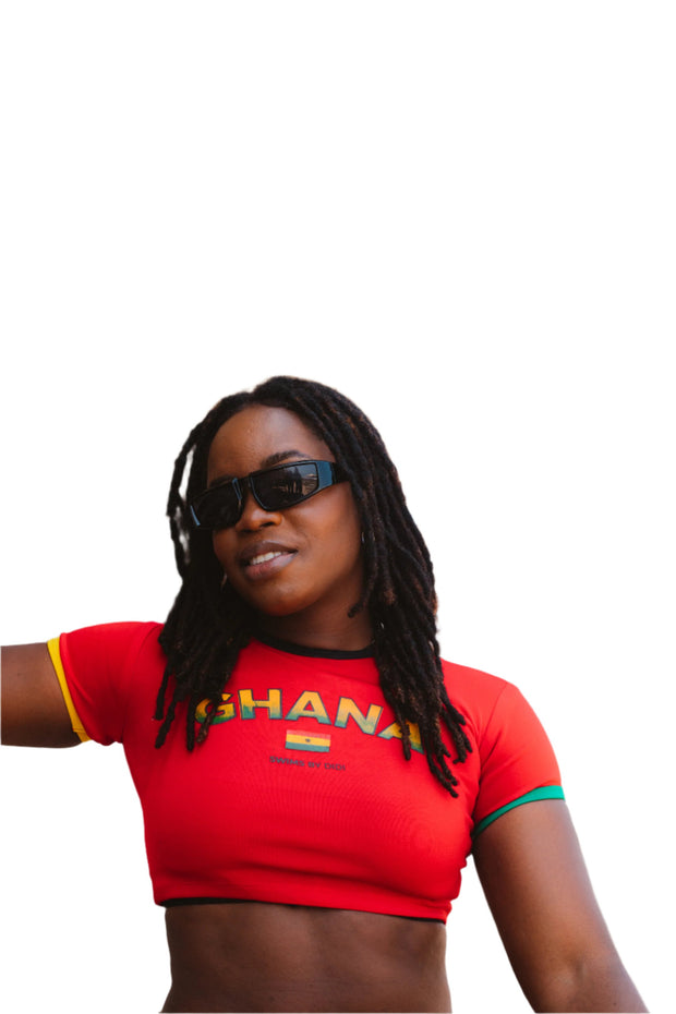 Red Ghana Girl Crop Top – Size-Inclusive, Custom-Made Crop Top Celebrating Ghanaian Heritage