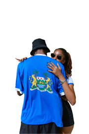Sierra Leone-inspired T shirt with bold, vibrant colors and patterns, capturing the essence of West African culture and style in a modern, cropped design.
