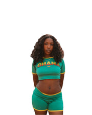 Green Ghana Girl Crop Top – Size-Inclusive, Custom-Made Crop Top Celebrating Ghanaian Heritage