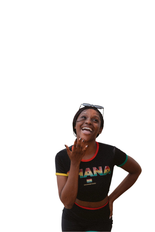 Black Ghana Girl Crop Top – Size-Inclusive, Custom-Made Crop Top Celebrating Ghanaian Heritage