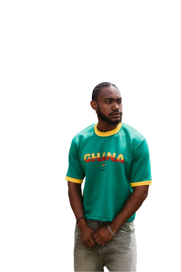 Green Ghana Man Oversized Tee – Comfortable, Size-Inclusive T-Shirt Celebrating Ghana